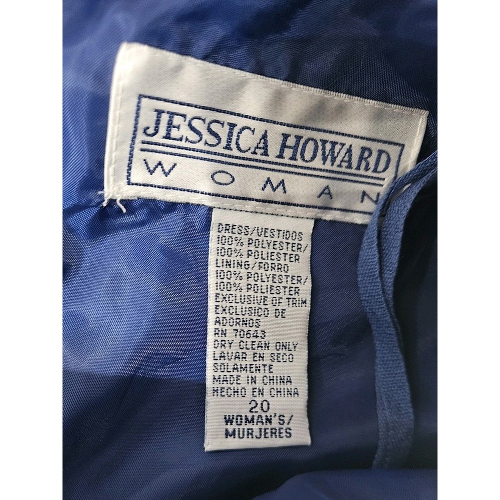 Jessica Howard Gown 20 Blue Floral Beaded Embroidered Crepe Cruise Event Evening - Picture 11 of 13
